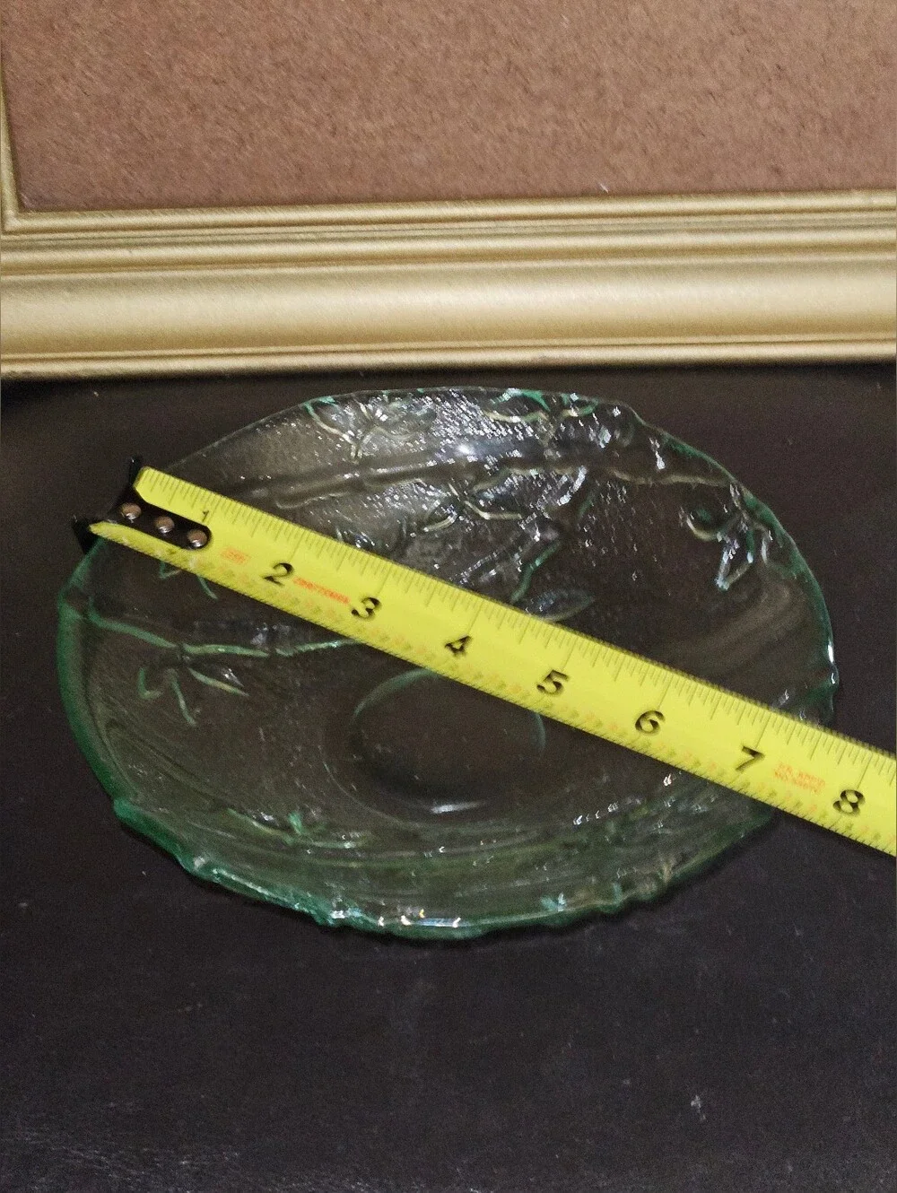 Vintage Pier One Glass Salad Bowl with Bamboo Pattern